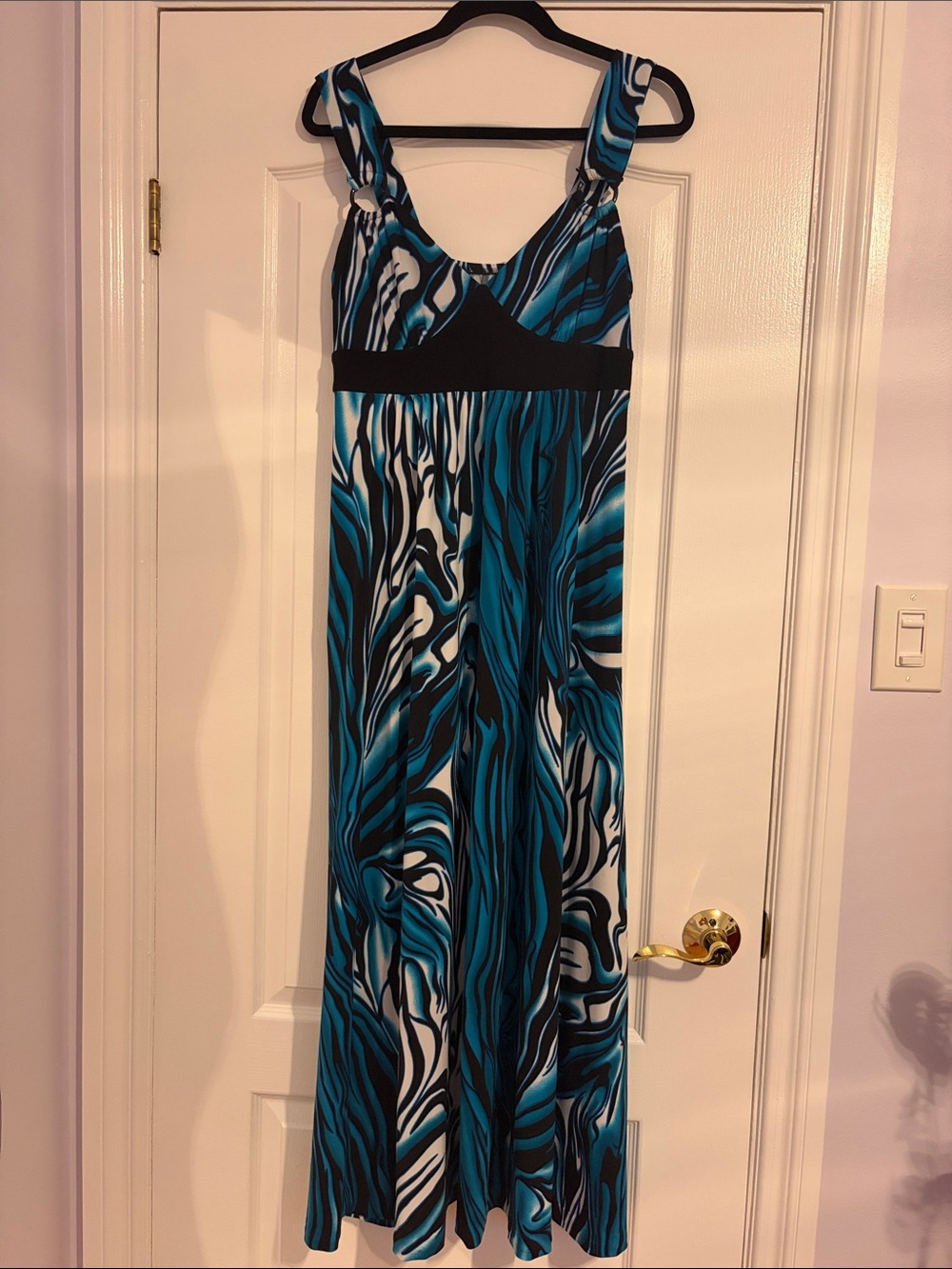 Blue Black White Swirl Maxi Dress